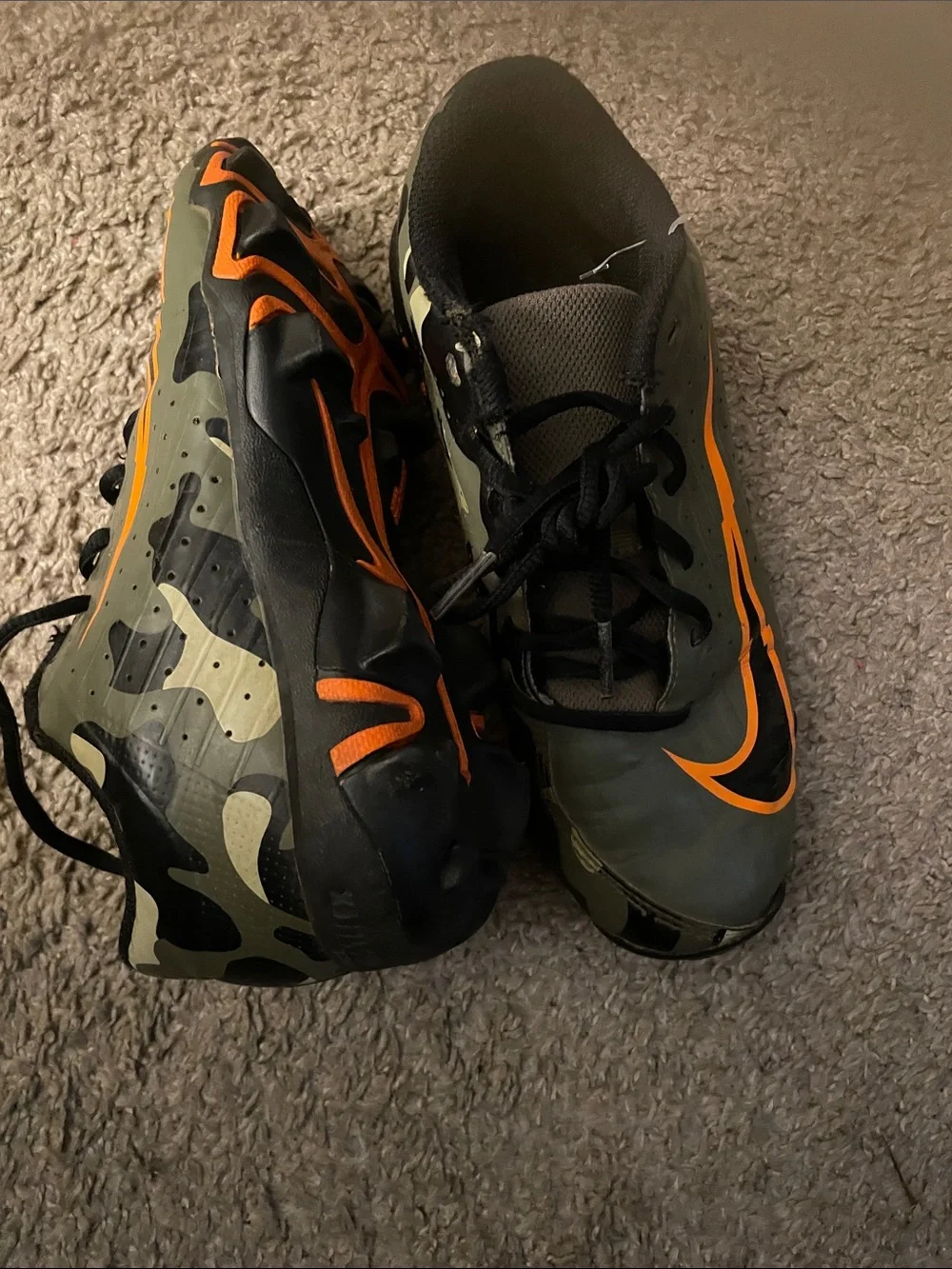 Nike Kids Olive Green and Orange Athletic Sneakers